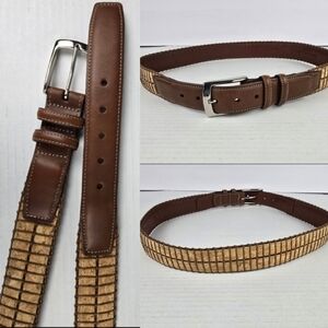 TORINO Vintage Genuine Natural Cork Belt 65172  Brown Men Size 34 Unique Quality